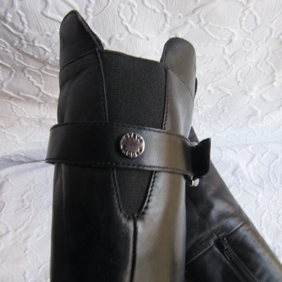 Soft Black Leather Boots 9 Womens Knee High Buckles Zips - Picture 8 of 15